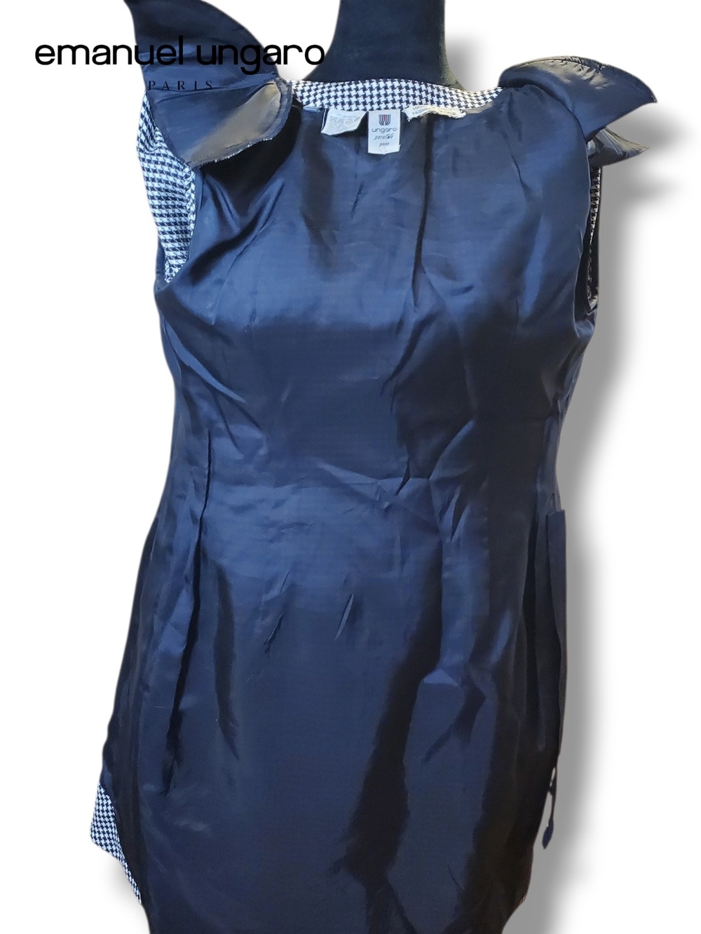 Emanuel Ungaro Parallele Houndstooth Button Front Dress Size 4 Vintage Luxury - Picture 8 of 17